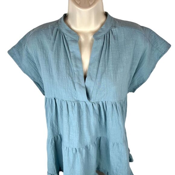 Talulah Peplum Top in Sage 100% Cotton Women's Size Large - Picture 2 of 9